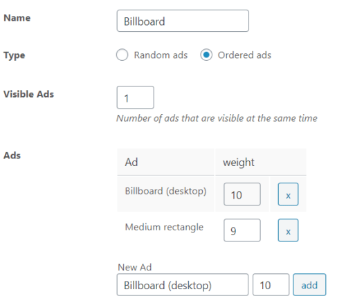 A group inside of Advanced Ads