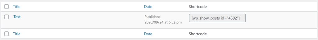 Shortcodes in the WP Show Posts list