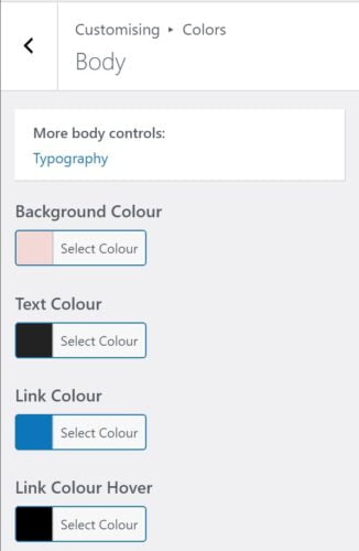 The Colour settings in the GeneratePress Customizer